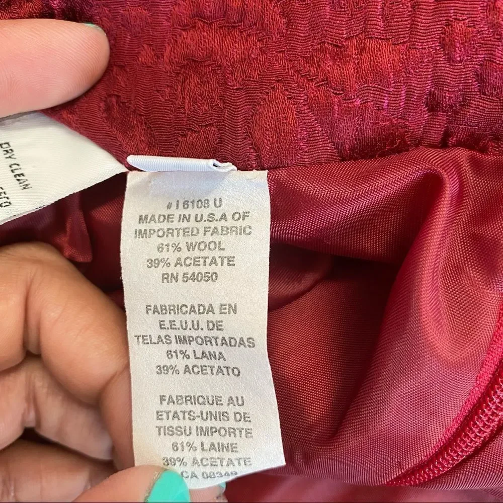 Christian Dior Wool Blend Red Jacket Skirt set 8P